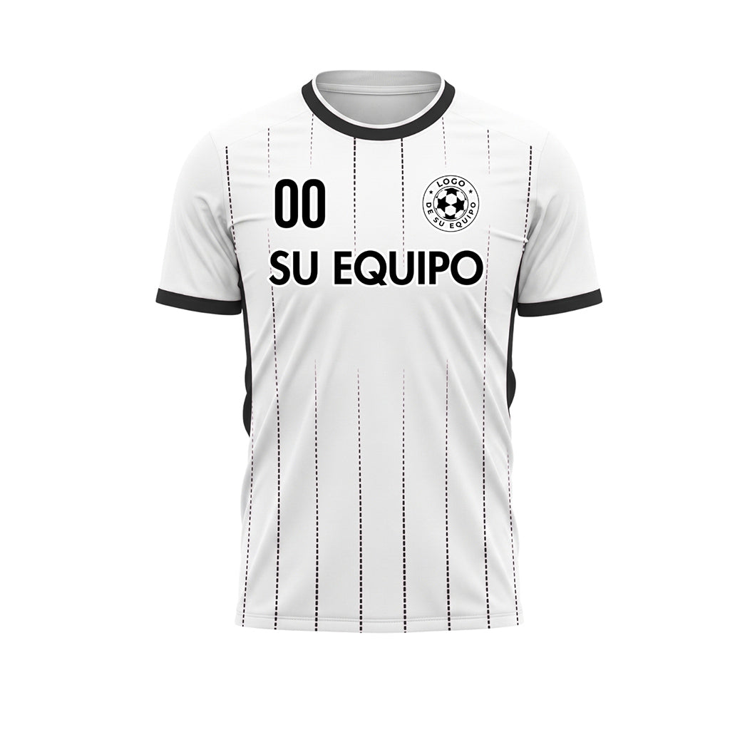 Blanco Negro Punteado Líneas Verticales Degradado Motivo Camiseta de Fútbol Personalizada