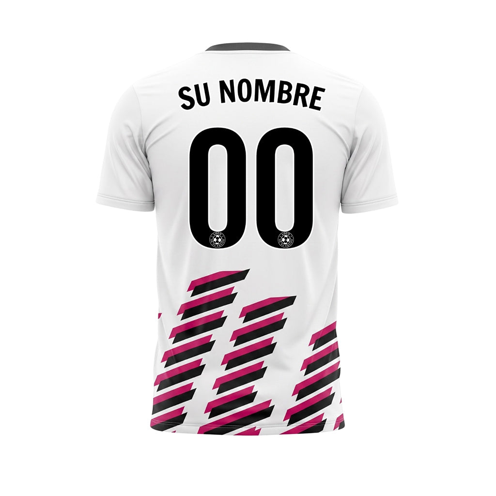 Blanco Negro Magenta Diagonales Rayas Geométrico Motivo Camiseta de Fútbol Personalizada